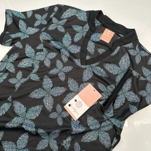 Ben Hogan Women's Pixel Floral UPF 50 Moisture‎ Wicking Golf Sun Dress, Caviar